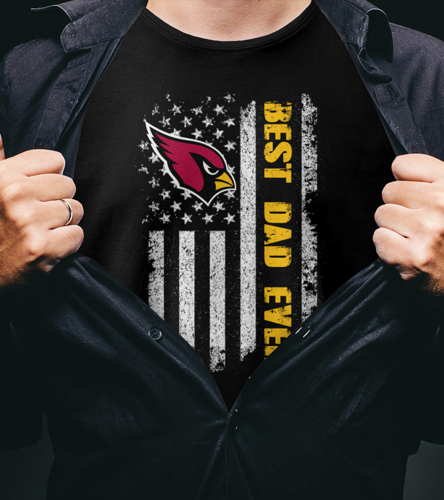 Evd 142 Best Dad Ever Arizona Cardinals American Flag T-Shirt