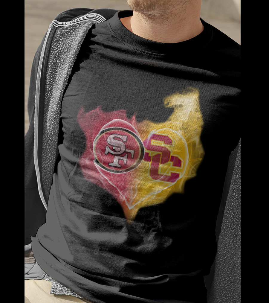 San Francisco 49ers And Usc Trojans Heart Fusion Ttk T-Shirt