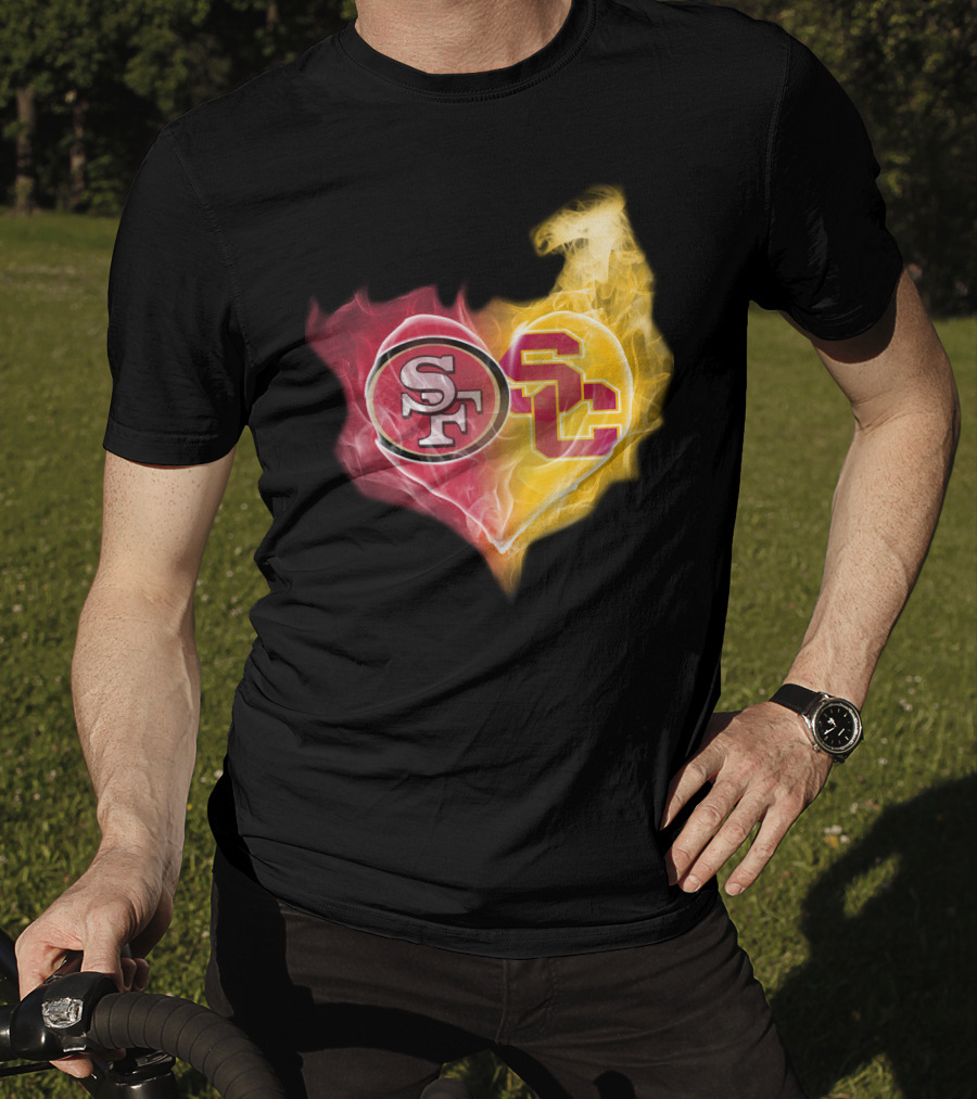 San Francisco 49ers And Usc Trojans Heart Fusion Ttk T-Shirt