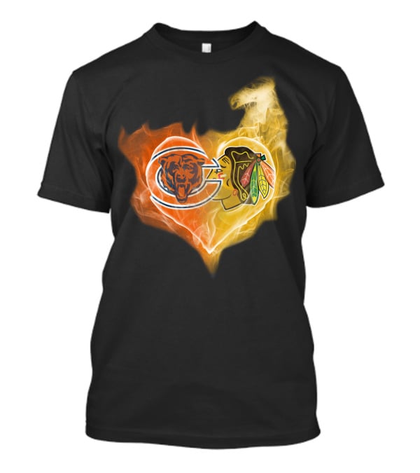 Chicago Bears Blackhawks Heartfire T-Shirt
