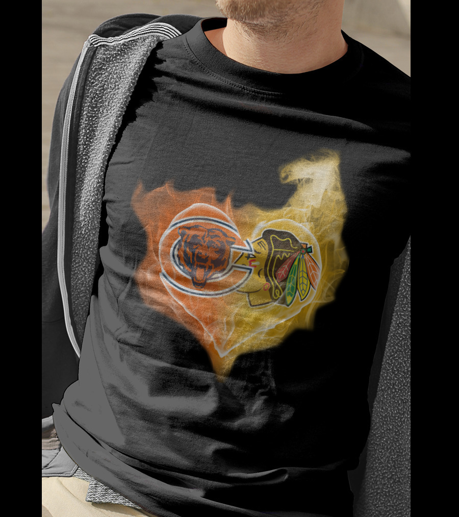 Chicago Bears Blackhawks Heartfire T-Shirt