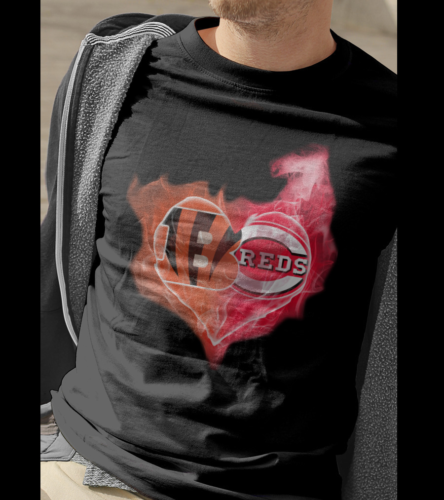 Cincinnati Bengals Reds Heart Logo T-Shirt