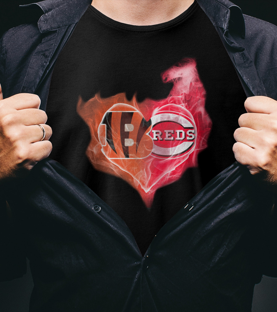 Cincinnati Bengals Reds Heart Logo T-Shirt