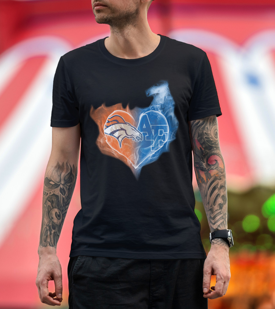 Denver Broncos And Air Force Falcons Heart T-Shirt