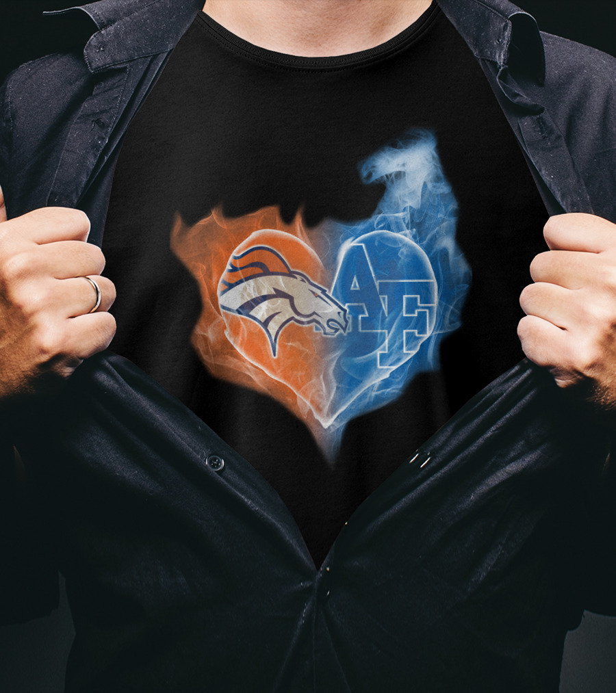 Denver Broncos And Air Force Falcons Heart T-Shirt