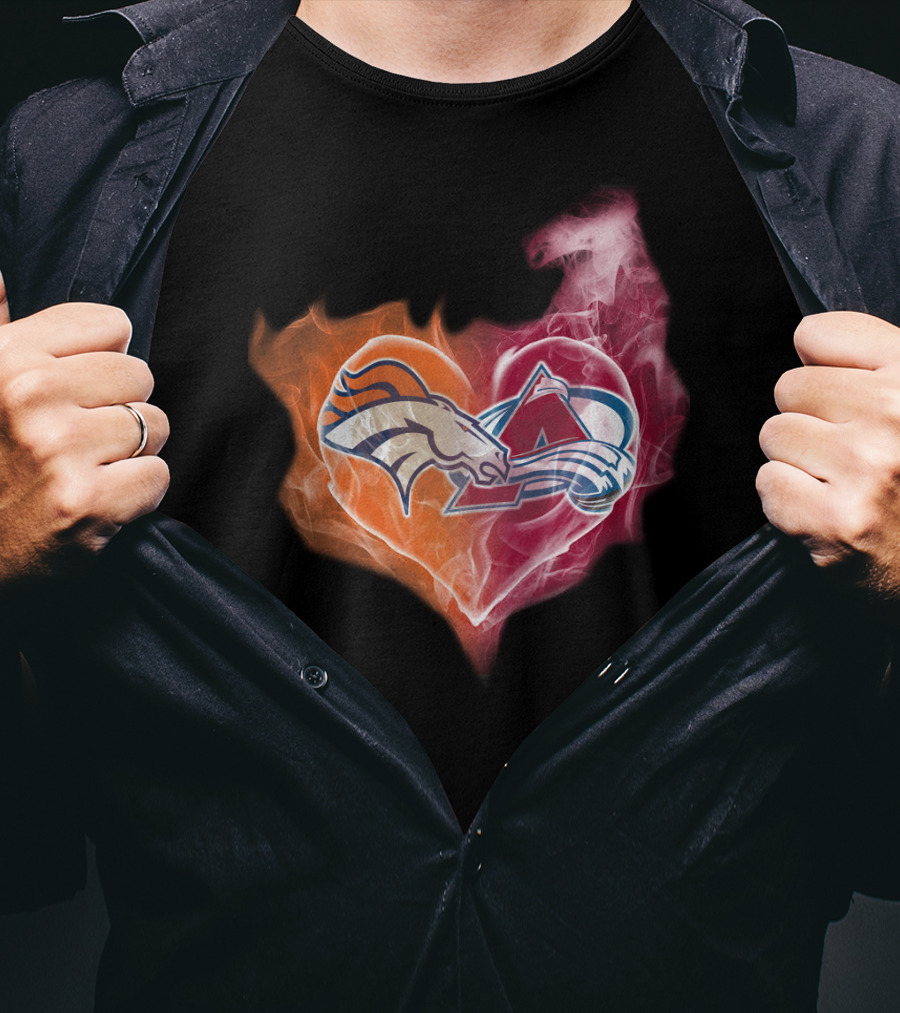 Broncos Avalanche Heart Smoke Emblem T-Shirt