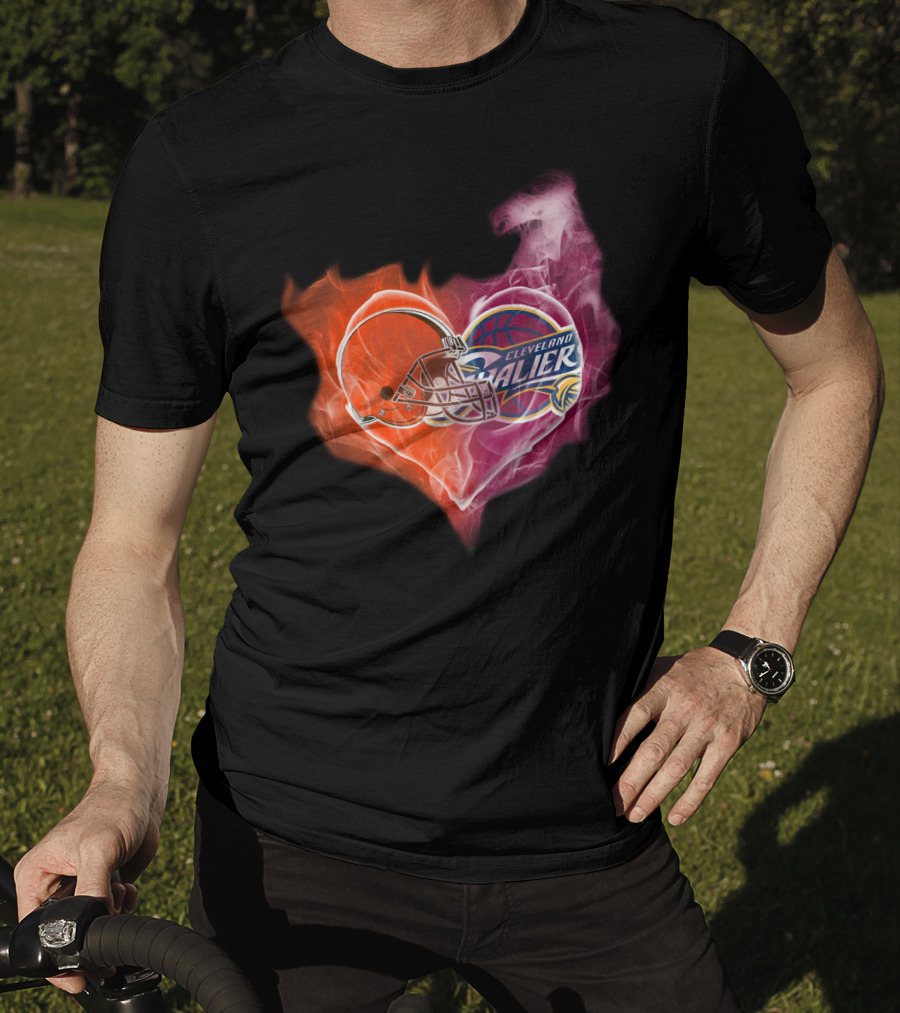 Cleveland Cavaliers Heart With Football Helmet T-Shirt