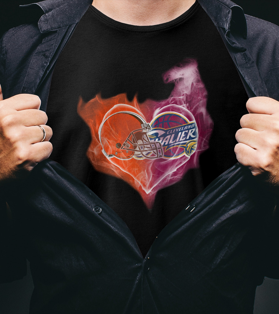 Cleveland Cavaliers Heart With Football Helmet T-Shirt