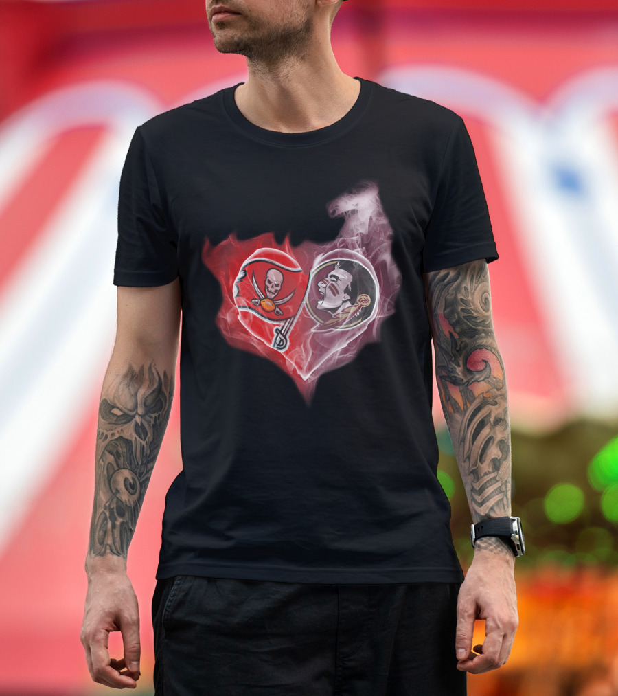 Tampa Bay Buccaneers And Florida State Seminoles Heart T-Shirt