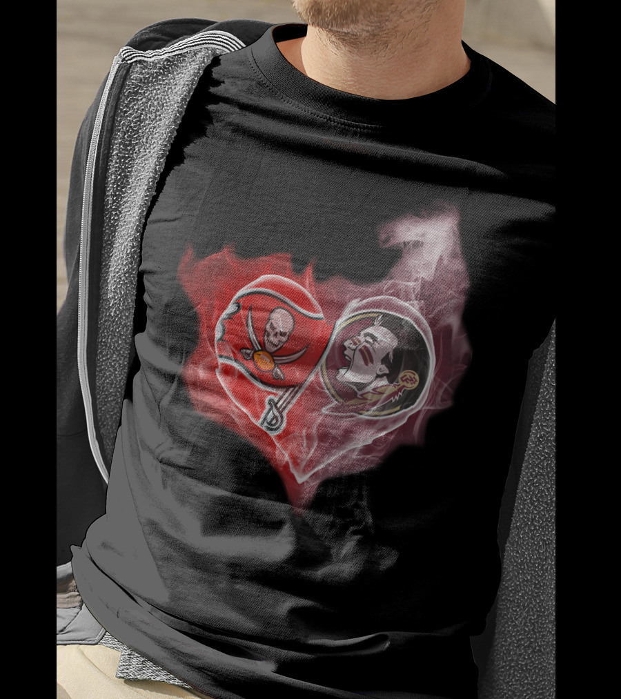 Tampa Bay Buccaneers And Florida State Seminoles Heart T-Shirt
