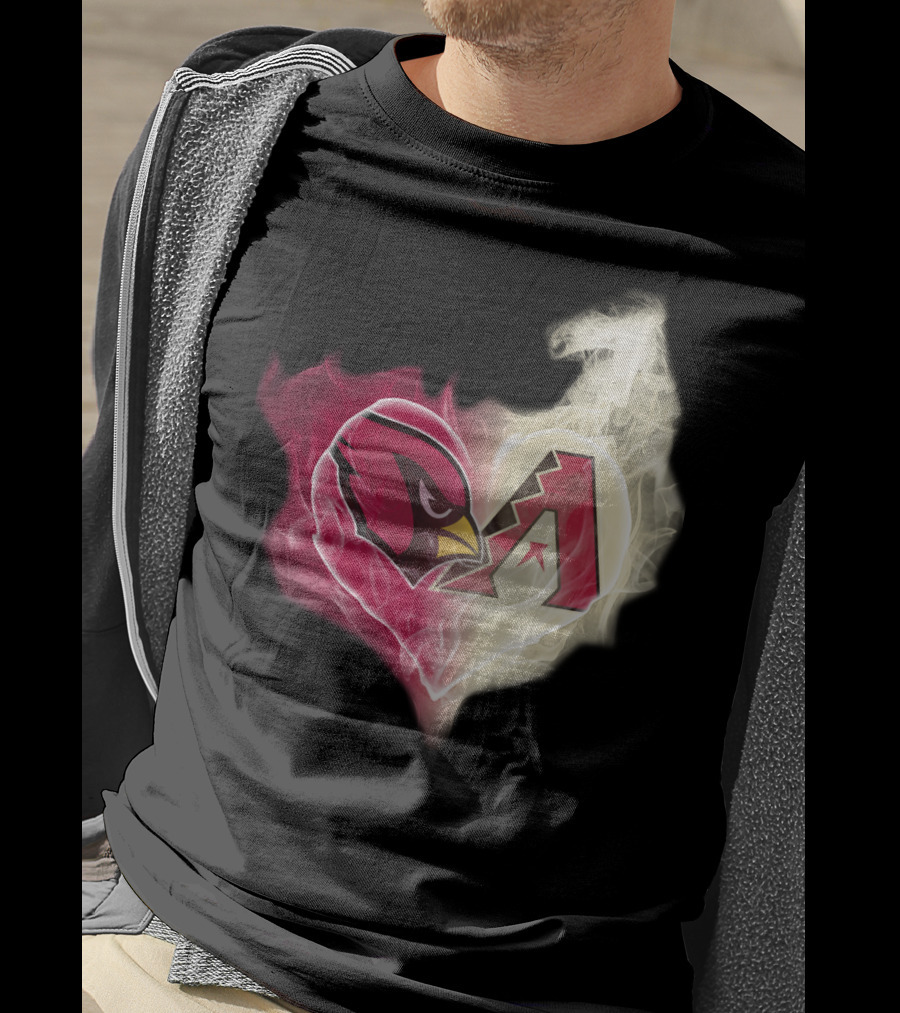 Arizona Cardinals Diamondbacks Smoke Heart T-Shirt