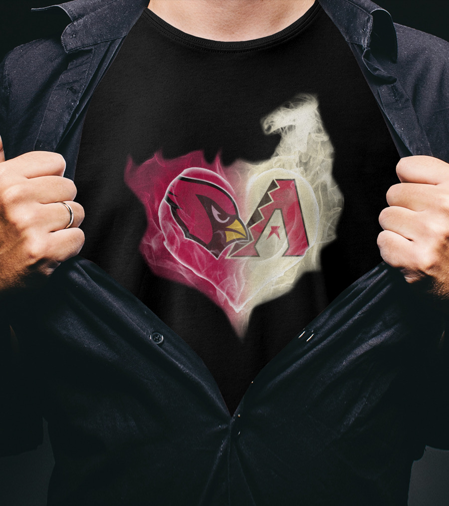 Arizona Cardinals Diamondbacks Smoke Heart T-Shirt