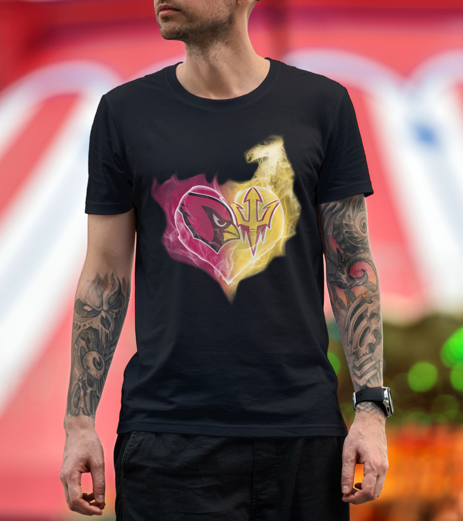 Arizona Cardinals Arizona State Sun Devils Heart Fusion T-Shirt