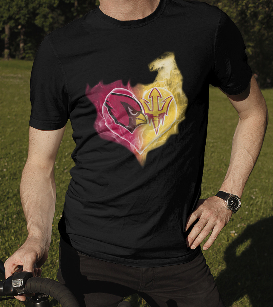 Arizona Cardinals Arizona State Sun Devils Heart Fusion T-Shirt