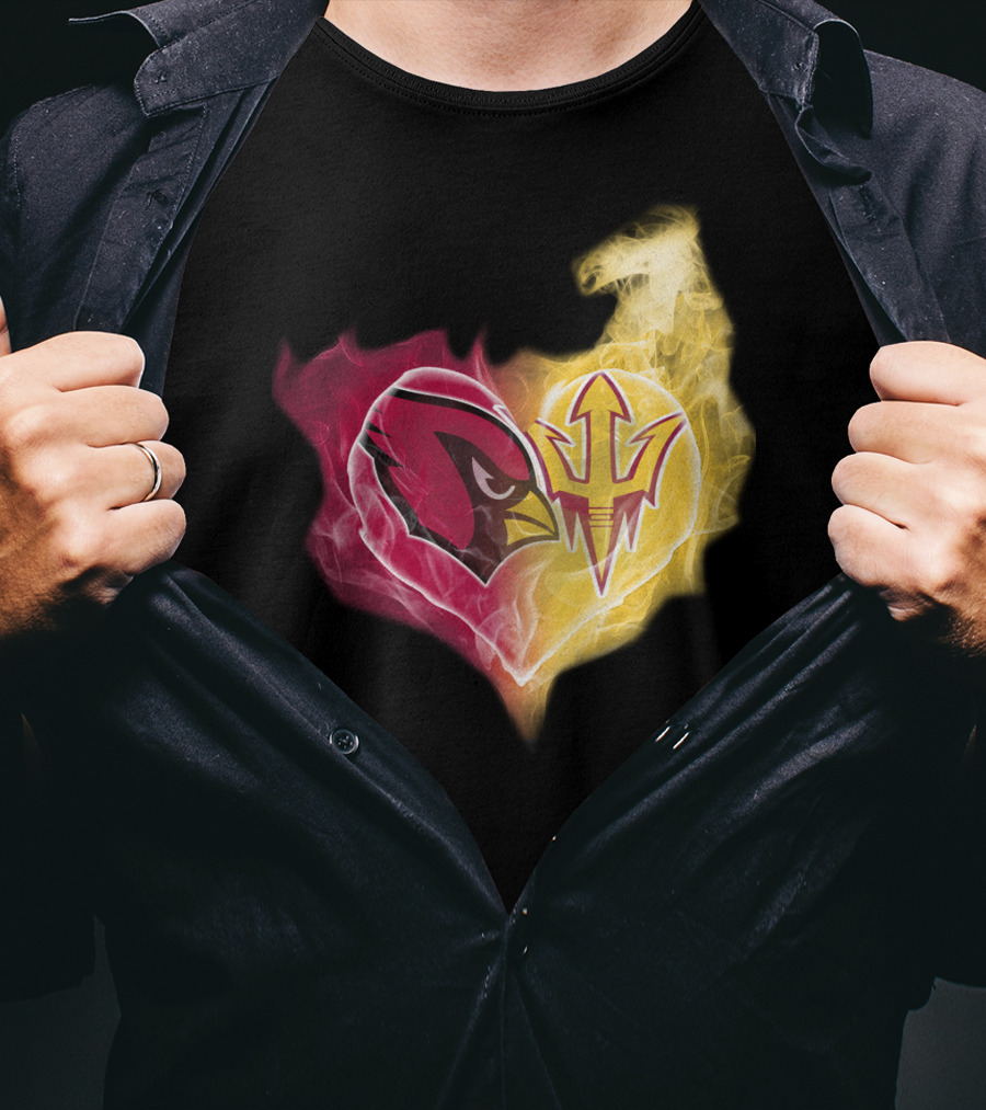 Arizona Cardinals Arizona State Sun Devils Heart Fusion T-Shirt
