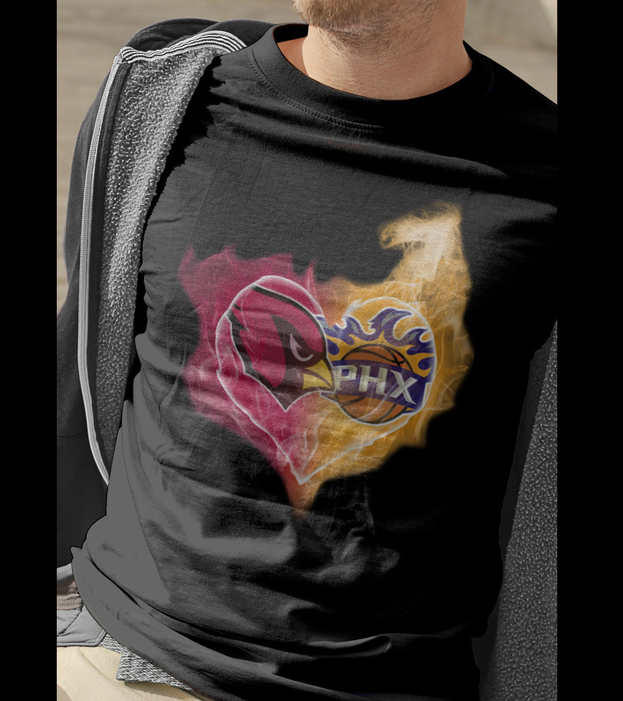 Arizona Cardinals Phoenix Suns Flame Heart T-Shirt