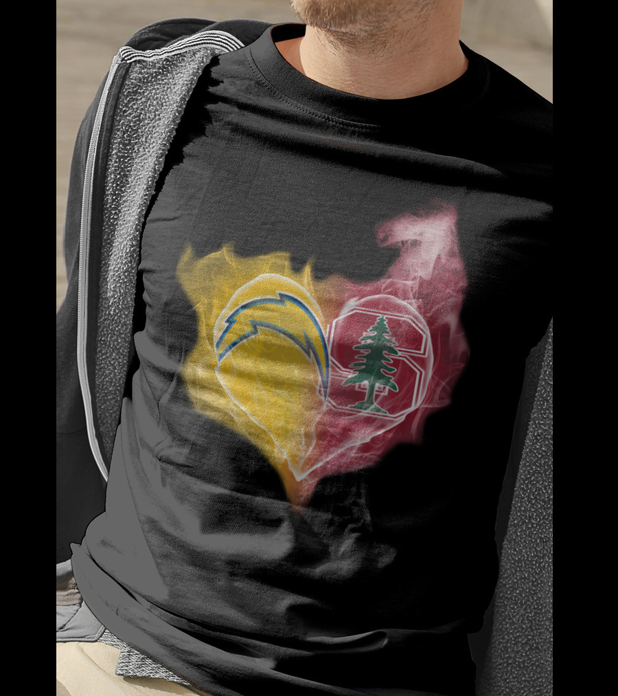 Los Angeles Chargers Stanford Cardinal Heart Fusion T-Shirt