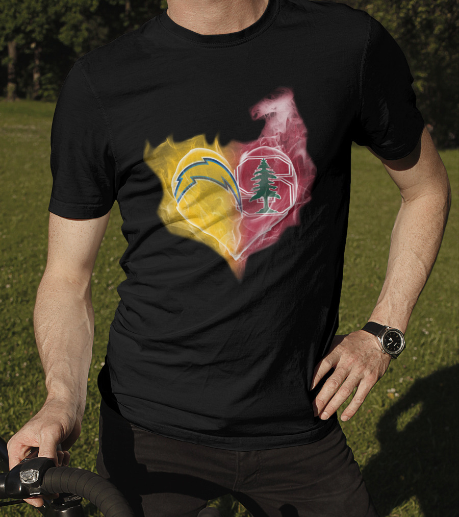Los Angeles Chargers Stanford Cardinal Heart Fusion T-Shirt