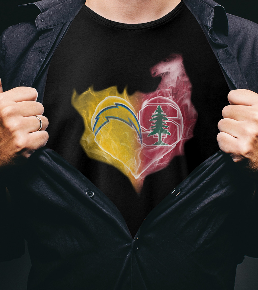Los Angeles Chargers Stanford Cardinal Heart Fusion T-Shirt