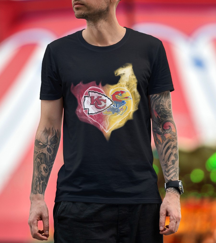 Kansas City Chiefs Ku Jayhawks Heart Smoke T-Shirt
