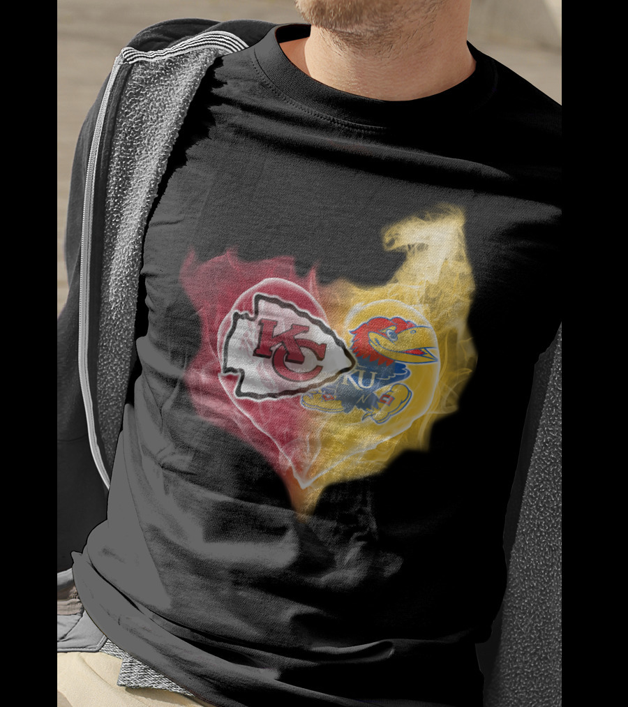 Kansas City Chiefs Ku Jayhawks Heart Smoke T-Shirt