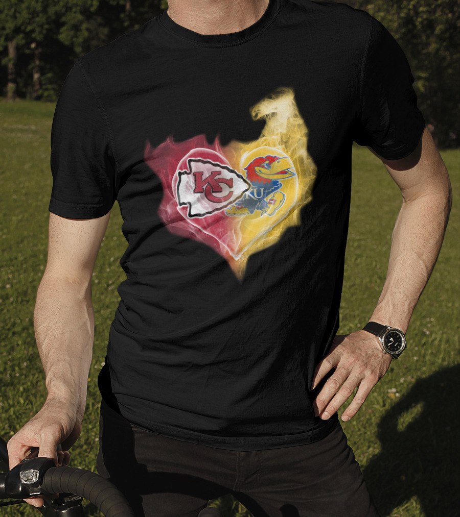 Kansas City Chiefs Ku Jayhawks Heart Smoke T-Shirt