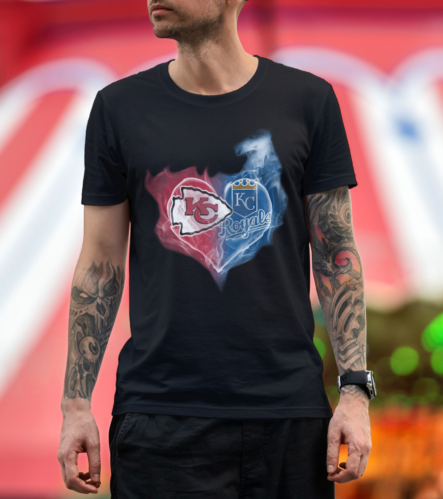 Kc Chiefs Royals Heart Smoke Fusion T-Shirt