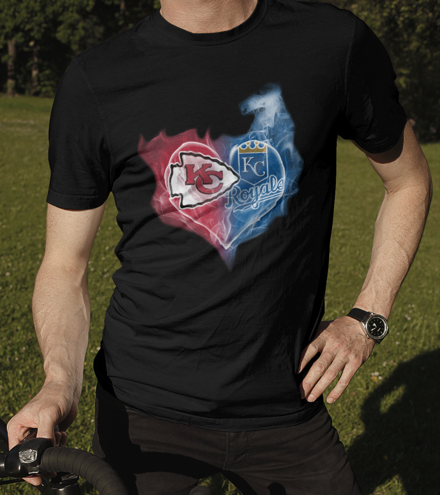 Kc Chiefs Royals Heart Smoke Fusion T-Shirt