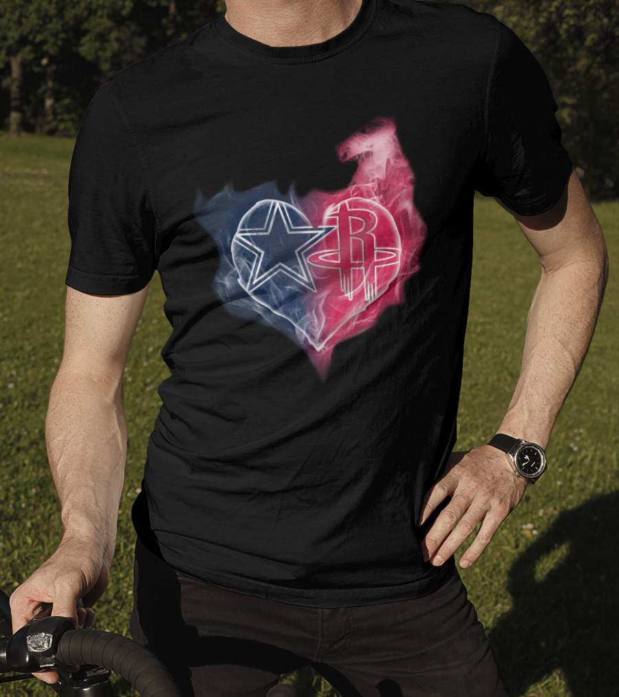 Dallas Cowboys Houston Rockets Heart Fusion T-Shirt