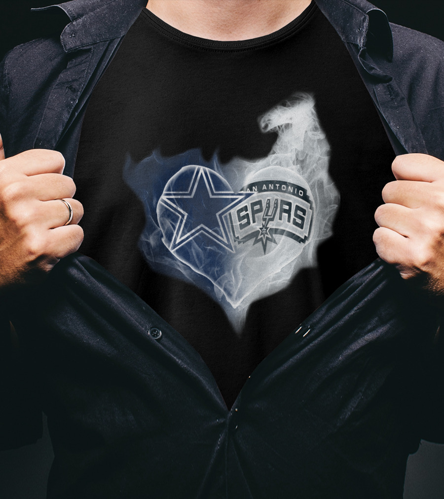 Dallas Cowboys San Antonio Spurs Heart Smoke T-Shirt