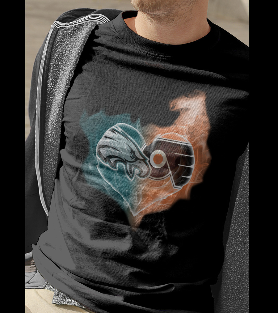 Eagles Flyers Heart Fusion T-Shirt