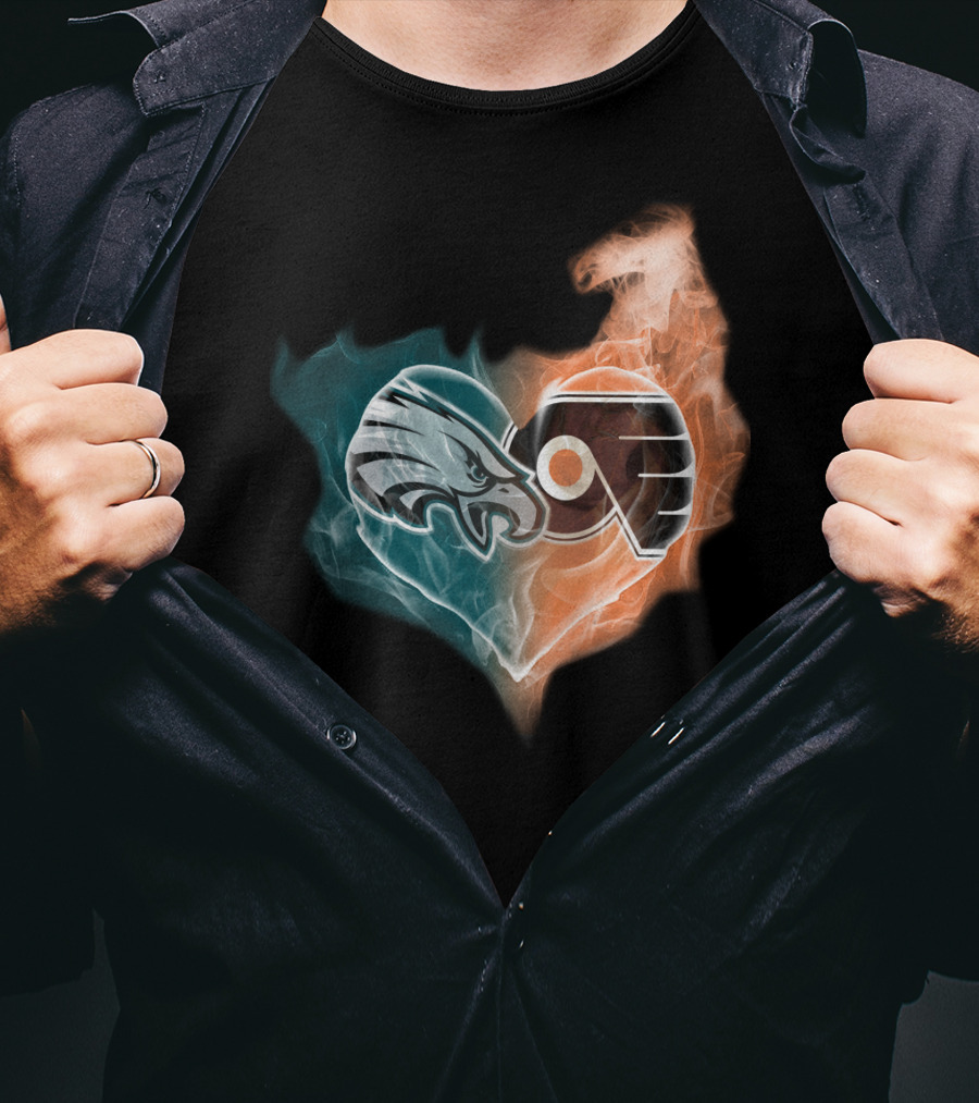 Eagles Flyers Heart Fusion T-Shirt