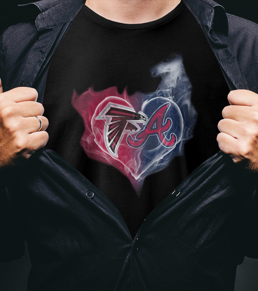 Falcons Braves Heart Smoke Atlanta Sports T-Shirt