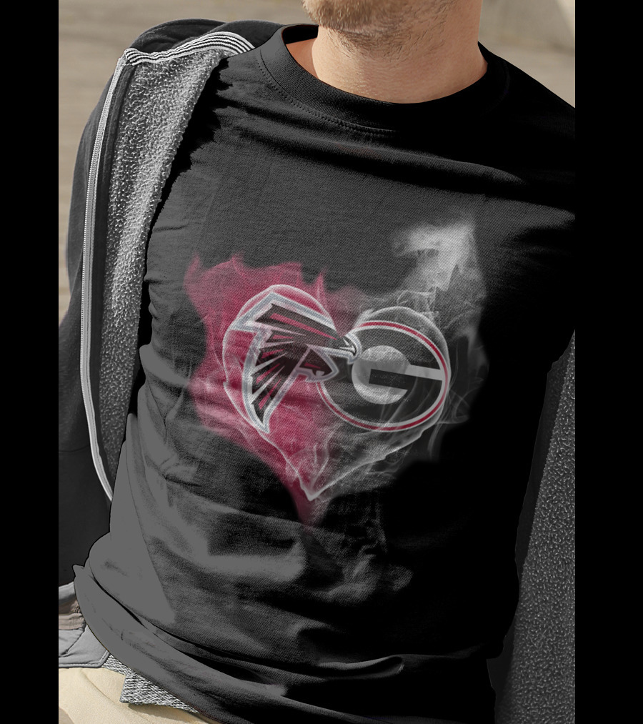 Atlanta Falcons Georgia Bulldogs Heart Smoke T-Shirt