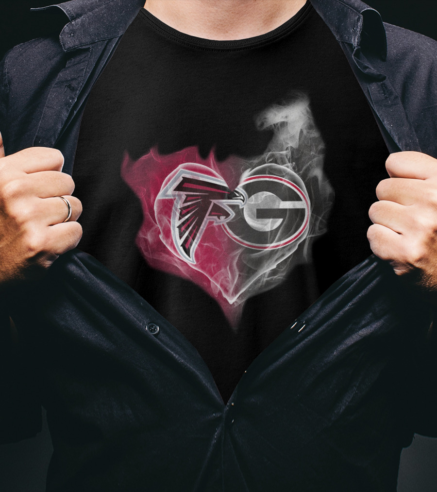 Atlanta Falcons Georgia Bulldogs Heart Smoke T-Shirt