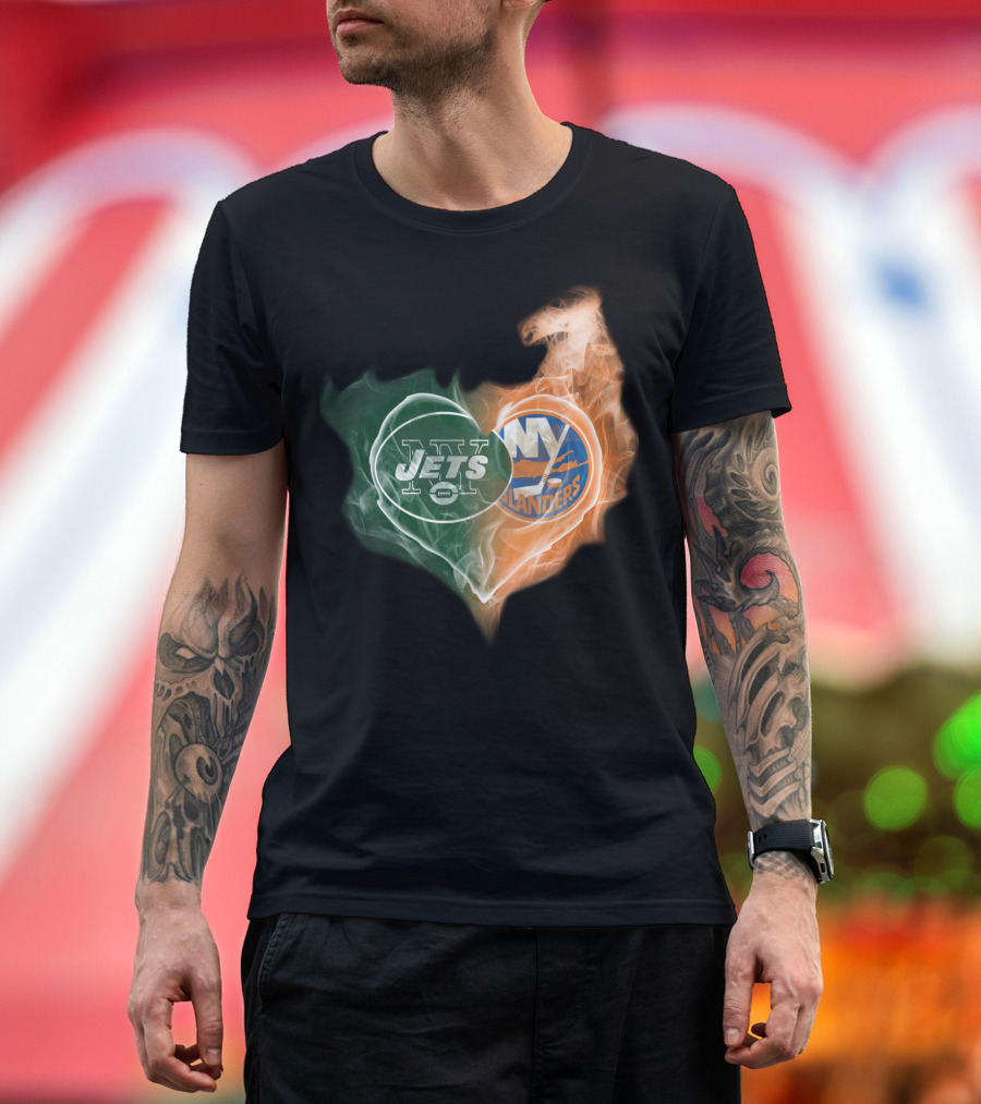 Jets Islanders Heart Smoke T-Shirt