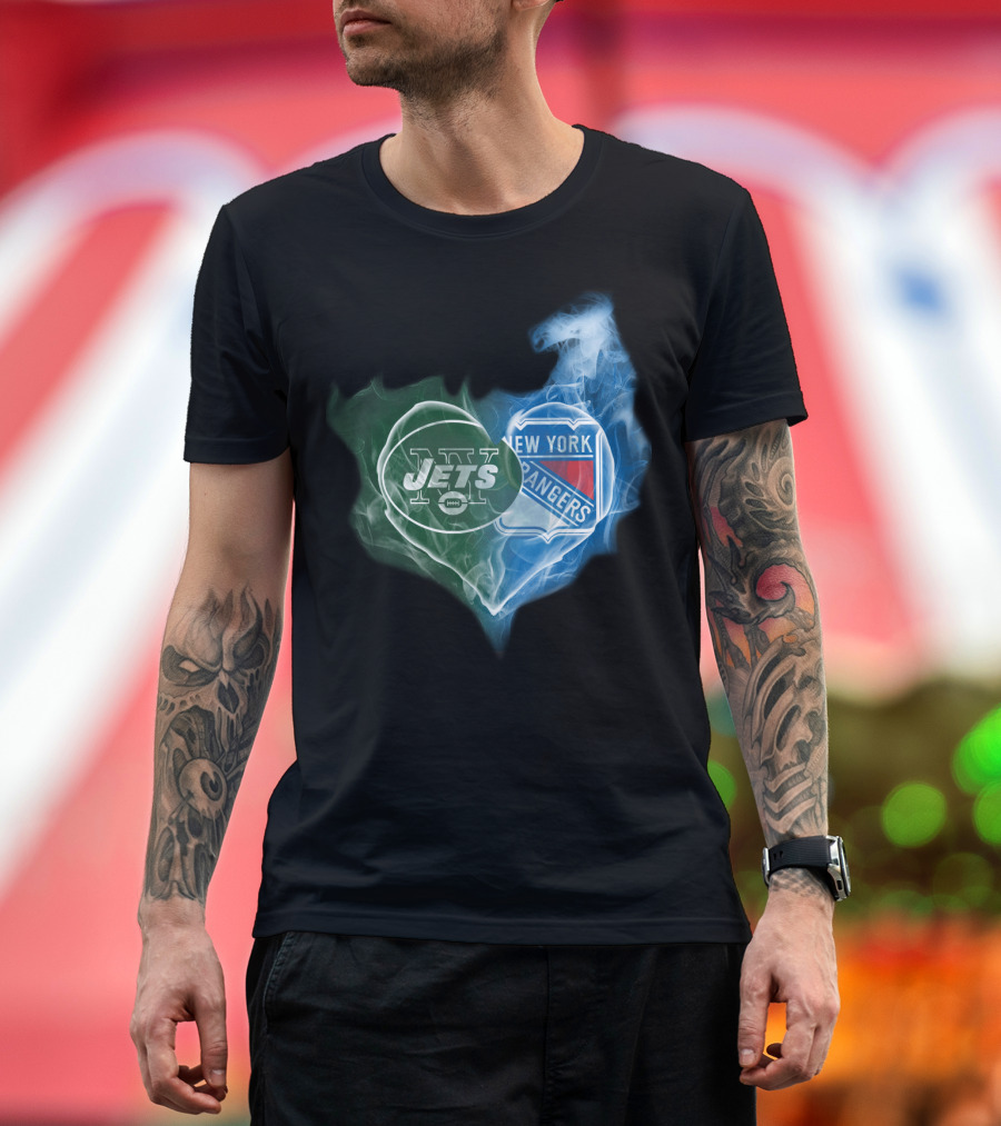 New York Jets Rangers Heart Fusion T-Shirt