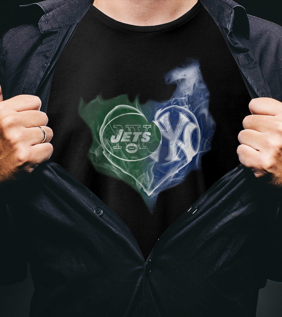Jets Yankees Smoke Heart Fusion T-Shirt