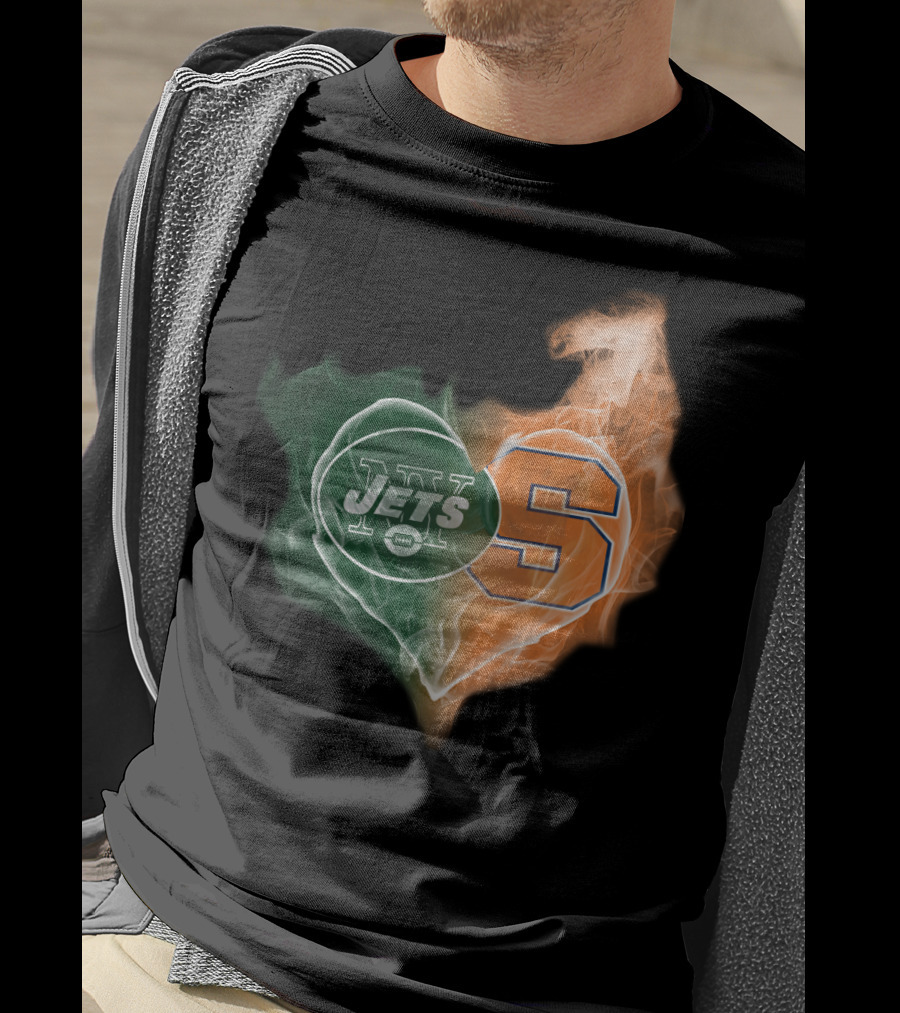 New York Jets Syracuse Orange Heart T-Shirt
