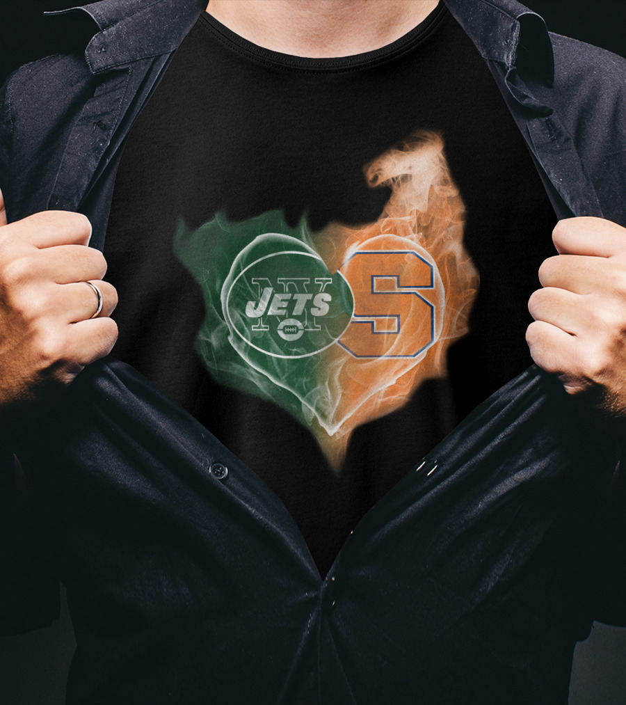 New York Jets Syracuse Orange Heart T-Shirt