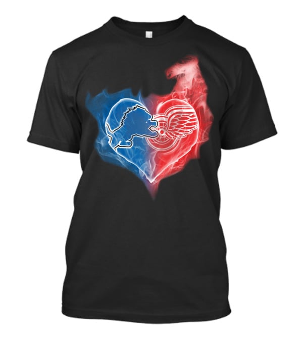Detroit Lions Red Wings Heart Fusion T-Shirt