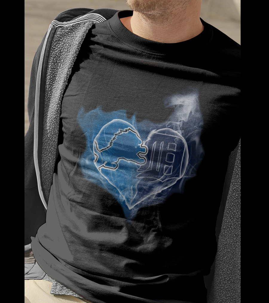 Detroit Lions And Tigers Heart T-Shirt