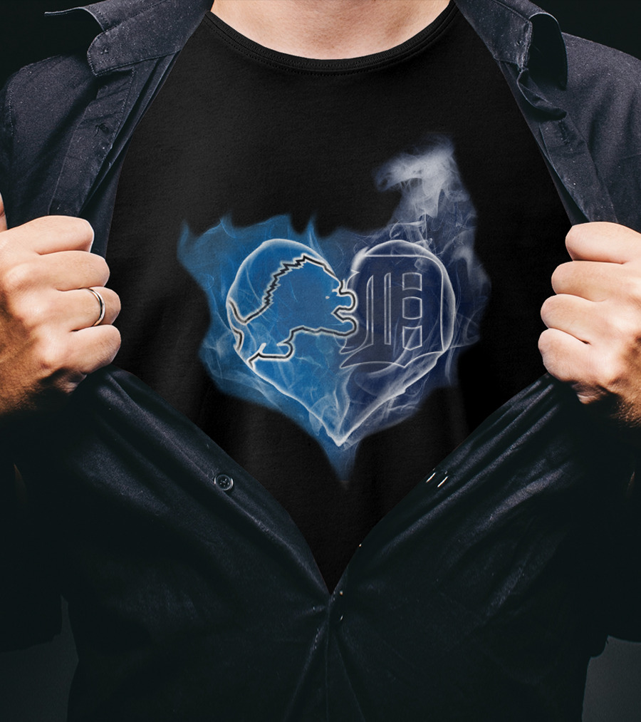 Detroit Lions And Tigers Heart T-Shirt