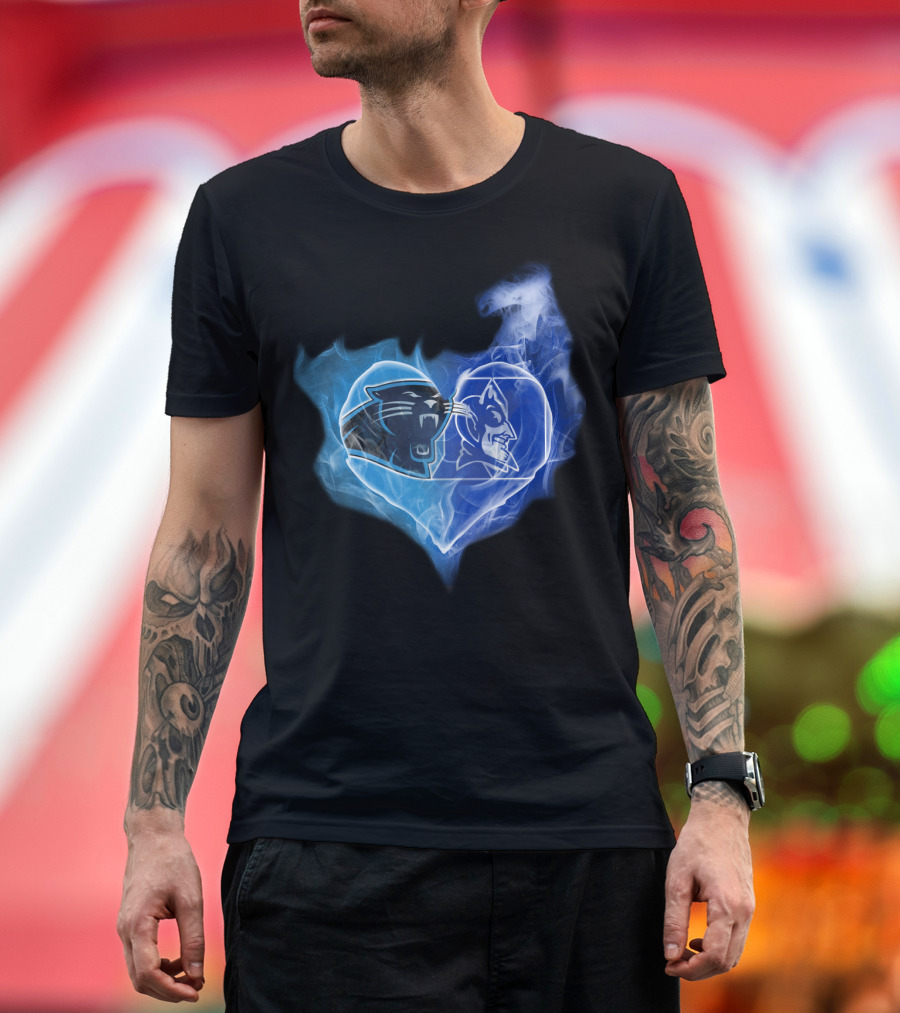 Panthers Blue Devils Heart T-Shirt