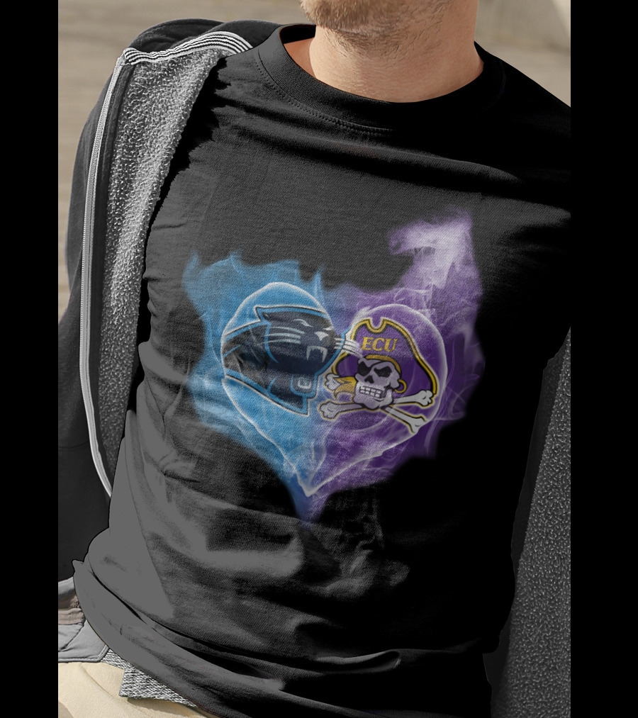 Panthers Ecu Pirates Heart Smoke T-Shirt