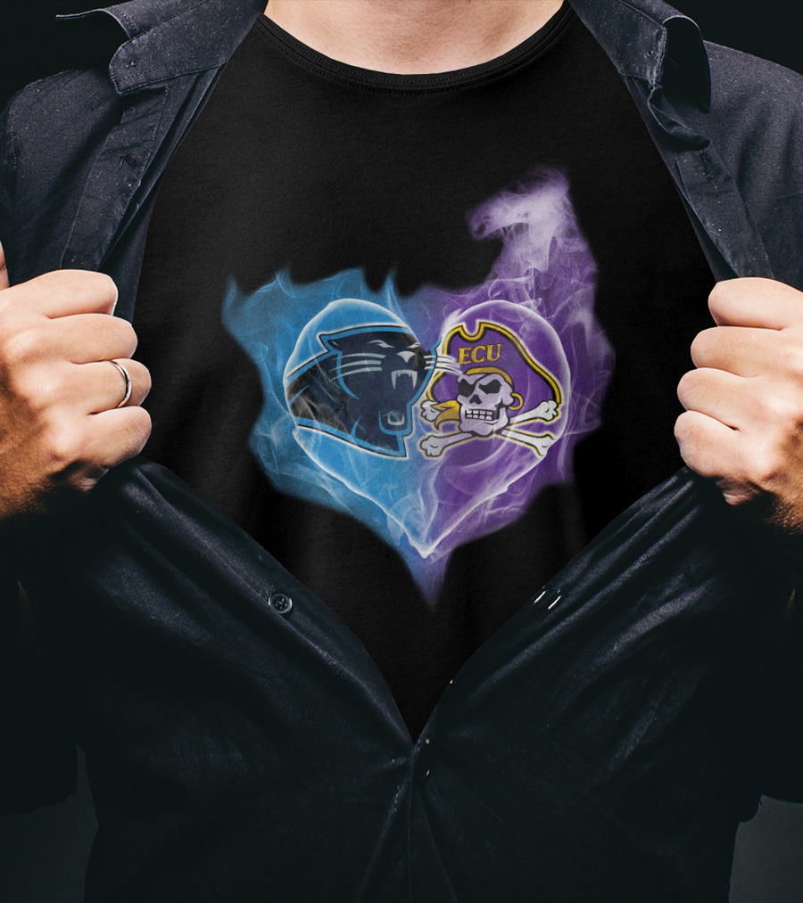 Panthers Ecu Pirates Heart Smoke T-Shirt