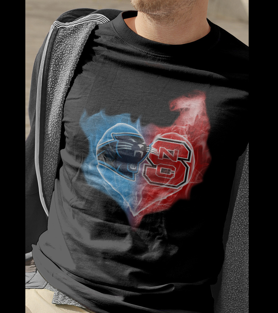 Panthers And Nc State Heart Blend T-Shirt