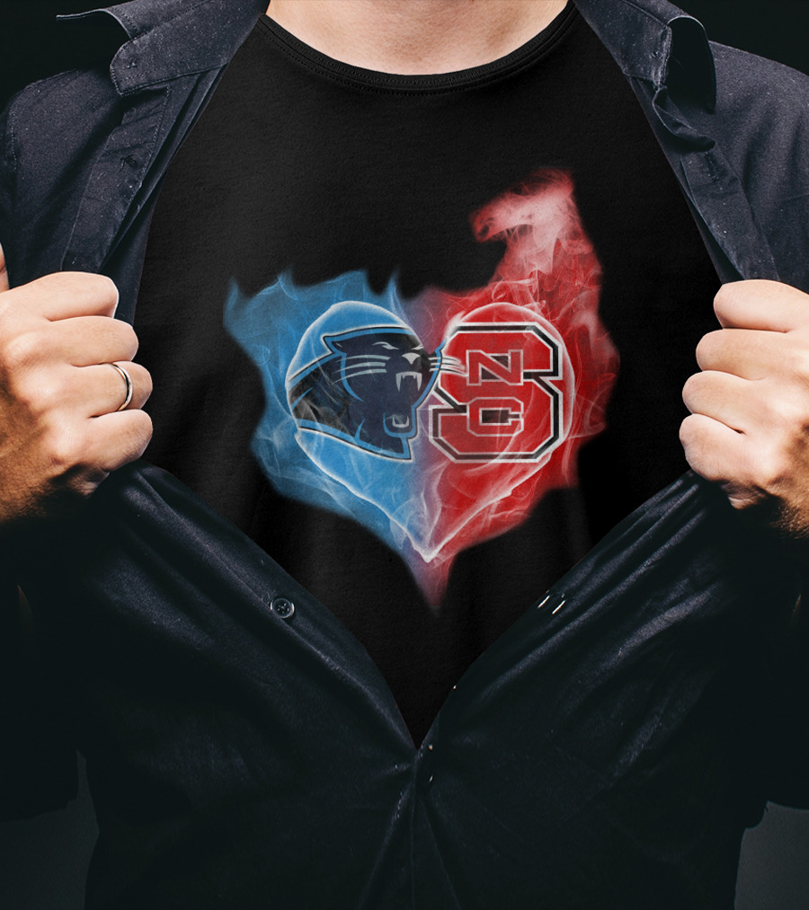 Panthers And Nc State Heart Blend T-Shirt