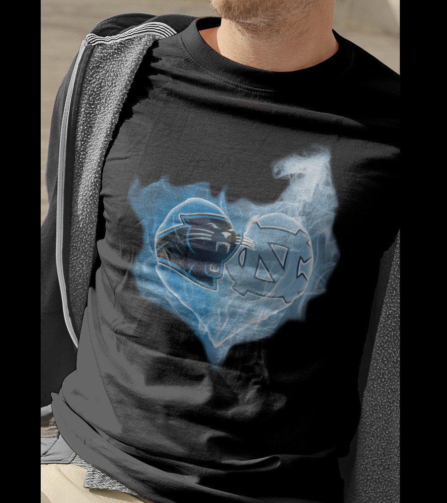 Carolina Panthers Unc Tar Heels Heart Smoke Fusion T-Shirt