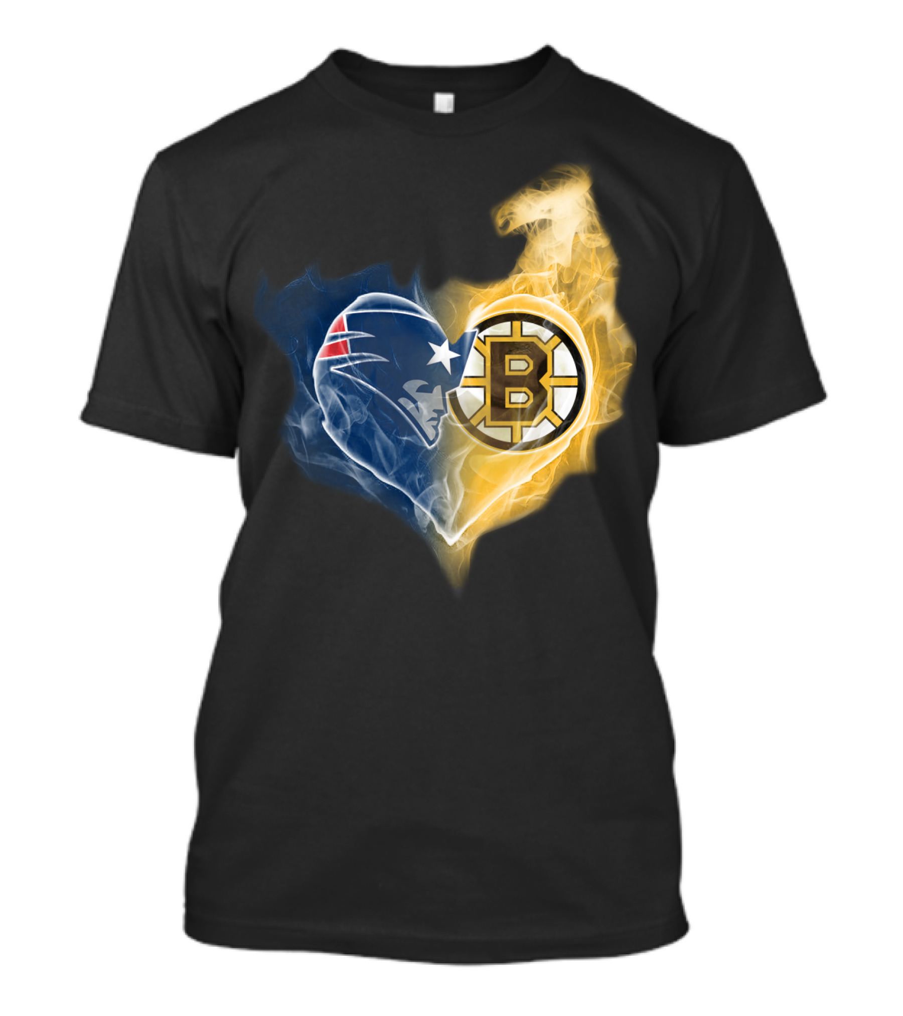 Patriots Bruins Ttk 089 Smoke Heart Fusion T-Shirt